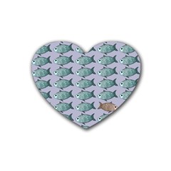 Fishes Pattern Background Theme Rubber Heart Coaster (4 Pack) by Pakjumat