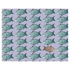 Fishes Pattern Background Theme Two Sides Premium Plush Fleece Blanket (medium) by Pakjumat