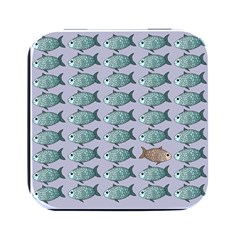 Fishes Pattern Background Theme Square Metal Box (black) by Pakjumat