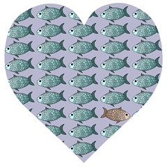 Fishes Pattern Background Theme Wooden Puzzle Heart by Pakjumat