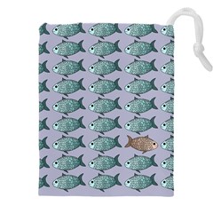 Fishes Pattern Background Theme Drawstring Pouch (5xl) by Pakjumat