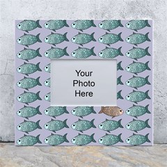 Fishes Pattern Background Theme White Wall Photo Frame 5  X 7  by Pakjumat