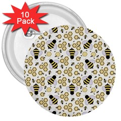 Bee Honeycomb Honeybee Insect 3  Buttons (10 Pack)  by Pakjumat