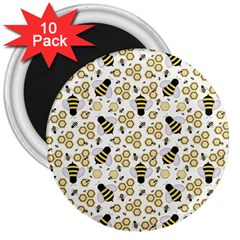 Bee Honeycomb Honeybee Insect 3  Magnets (10 Pack)  by Pakjumat