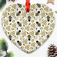 Bee Honeycomb Honeybee Insect Heart Ornament (two Sides) by Pakjumat