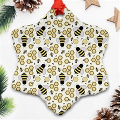 Bee Honeycomb Honeybee Insect Snowflake Ornament (two Sides) by Pakjumat