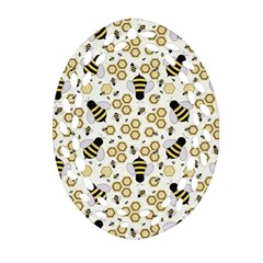 Bee Honeycomb Honeybee Insect Ornament (oval Filigree) by Pakjumat