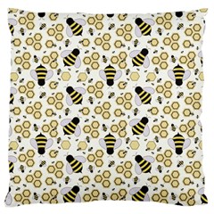 Bee Honeycomb Honeybee Insect Large Premium Plush Fleece Cushion Case (one Side) by Pakjumat