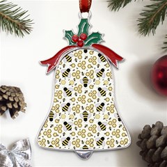 Bee Honeycomb Honeybee Insect Metal Holly Leaf Bell Ornament by Pakjumat