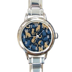 Cat Pattern Animal Round Italian Charm Watch by Pakjumat