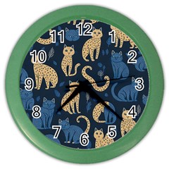 Cat Pattern Animal Color Wall Clock by Pakjumat