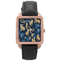 Cat Pattern Animal Rose Gold Leather Watch  by Pakjumat