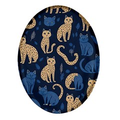 Cat Pattern Animal Oval Glass Fridge Magnet (4 Pack) by Pakjumat