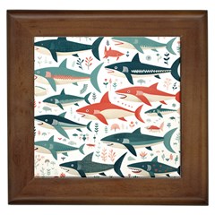 Fish Shark Animal Pattern Framed Tile by Pakjumat