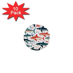 Fish Shark Animal Pattern 1  Mini Buttons (10 Pack)  by Pakjumat