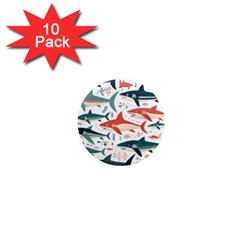 Fish Shark Animal Pattern 1  Mini Magnet (10 Pack)  by Pakjumat