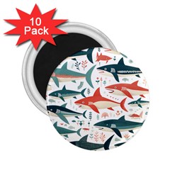 Fish Shark Animal Pattern 2 25  Magnets (10 Pack)  by Pakjumat