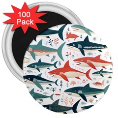 Fish Shark Animal Pattern 3  Magnets (100 Pack)