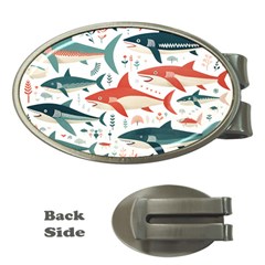 Fish Shark Animal Pattern Money Clips (oval)  by Pakjumat