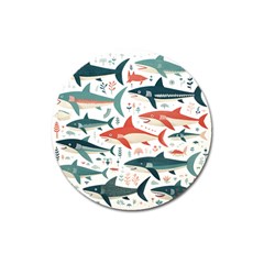 Fish Shark Animal Pattern Magnet 3  (round) by Pakjumat