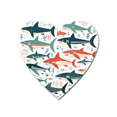 Fish Shark Animal Pattern Heart Magnet by Pakjumat