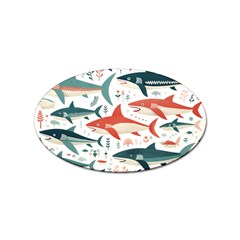 Fish Shark Animal Pattern Sticker Oval (10 Pack) by Pakjumat