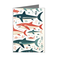 Fish Shark Animal Pattern Mini Greeting Card by Pakjumat