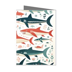 Fish Shark Animal Pattern Mini Greeting Cards (pkg Of 8) by Pakjumat