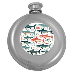 Fish Shark Animal Pattern Round Hip Flask (5 Oz) by Pakjumat