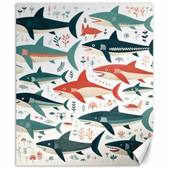 Fish Shark Animal Pattern Canvas 8  X 10  by Pakjumat