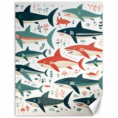 Fish Shark Animal Pattern Canvas 12  X 16  by Pakjumat