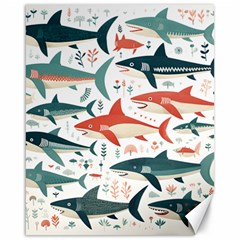 Fish Shark Animal Pattern Canvas 16  X 20  by Pakjumat