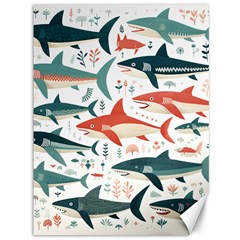 Fish Shark Animal Pattern Canvas 36  X 48  by Pakjumat