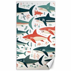 Fish Shark Animal Pattern Canvas 40  X 72  by Pakjumat