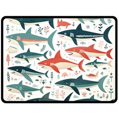 Fish Shark Animal Pattern Fleece Blanket (large) by Pakjumat