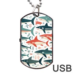 Fish Shark Animal Pattern Dog Tag Usb Flash (two Sides) by Pakjumat