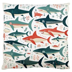 Fish Shark Animal Pattern Standard Premium Plush Fleece Cushion Case (one Side) by Pakjumat