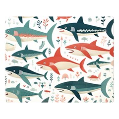 Fish Shark Animal Pattern Two Sides Premium Plush Fleece Blanket (large) by Pakjumat