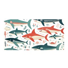 Fish Shark Animal Pattern Satin Wrap 35  X 70  by Pakjumat