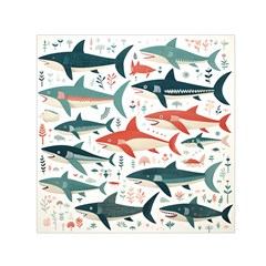 Fish Shark Animal Pattern Square Satin Scarf (30  X 30 ) by Pakjumat