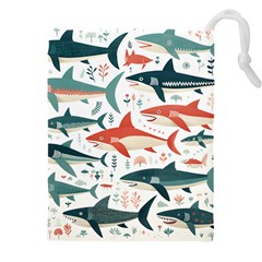 Fish Shark Animal Pattern Drawstring Pouch (5xl) by Pakjumat