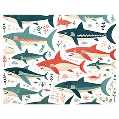 Fish Shark Animal Pattern Premium Plush Fleece Blanket (medium) by Pakjumat