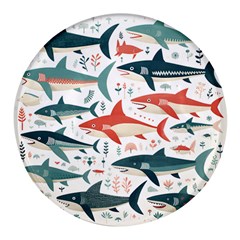 Fish Shark Animal Pattern Round Glass Fridge Magnet (4 Pack) by Pakjumat