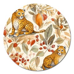 Fur Big Cat Spots Zoo Fast Hunter Magnet 5  (round) by Pakjumat