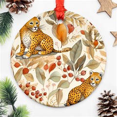 Fur Big Cat Spots Zoo Fast Hunter Round Ornament (two Sides) by Pakjumat