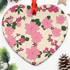 Floral Vintage Flowers Heart Ornament (two Sides) by Dutashop