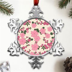 Floral Vintage Flowers Metal Small Snowflake Ornament