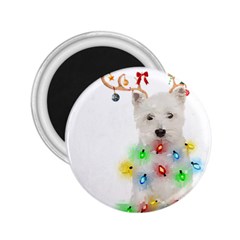 West Highland White Terrier Dog Snow T- Shirt West Highland White Terrier Dog Snow Reindeer Santa Ha 2 25  Magnets by ZUXUMI