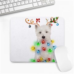 West Highland White Terrier Dog Snow T- Shirt West Highland White Terrier Dog Snow Reindeer Santa Ha Large Mousepad by ZUXUMI