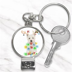 West Highland White Terrier Dog Snow T- Shirt West Highland White Terrier Dog Snow Reindeer Santa Ha Nail Clippers Key Chain by ZUXUMI